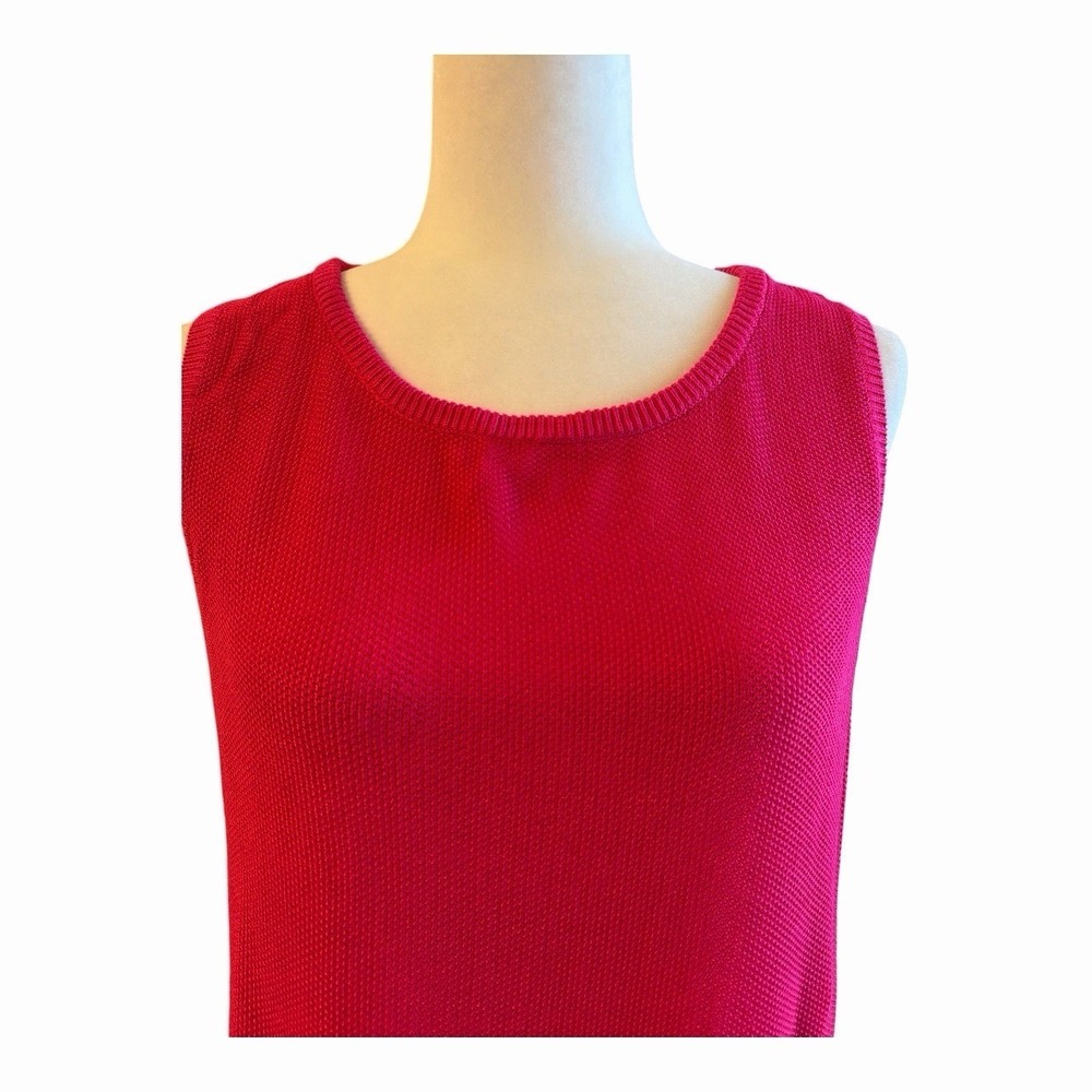 Chico's Size 3 Hot Pink‎ Sleeveless Knit Sweater Tank Top Lightweight - Picture 3 of 6